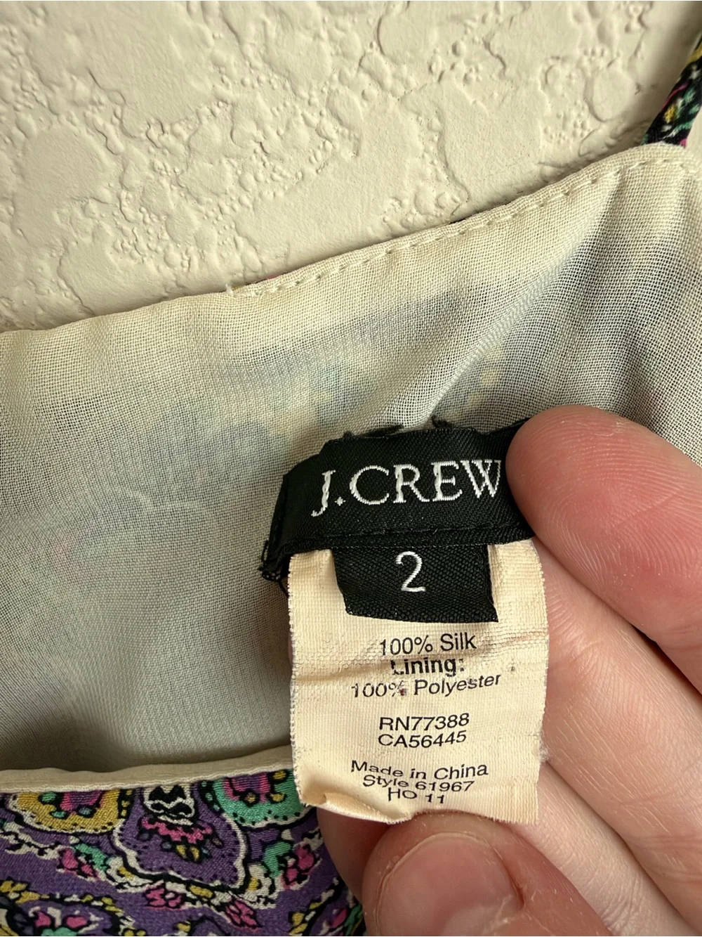 J.Crew Silk Paisley Slip Dress Purple Green Boho Spaghetti Strap Summer Cocktail